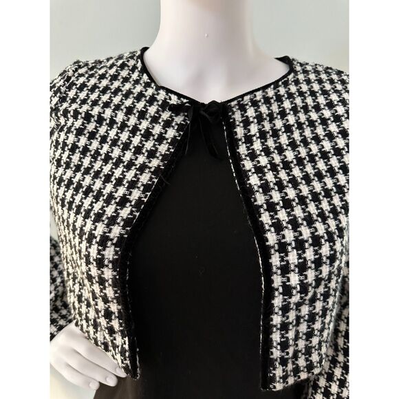 Vintage IZ Byer Black Long Sleeve Mini Dress with Houndstooth Shrug size Small - Picture 9 of 10